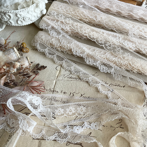 紅茶染め୨୧細めレース 4種類 6m×4 合計24m レース Catalpa* 通販