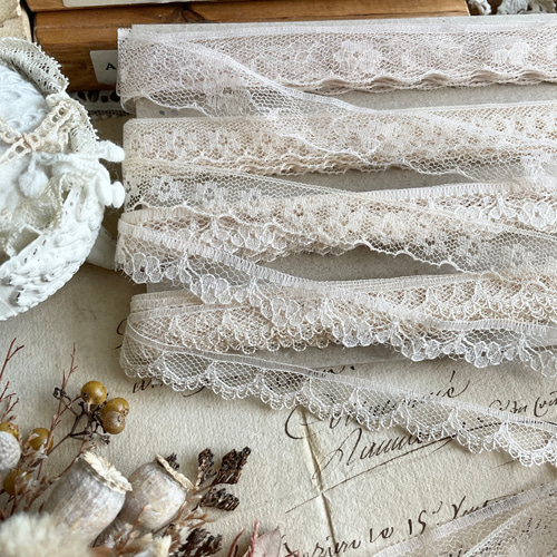 紅茶染め୨୧細めレース 4種類 6m×4 合計24m レース Catalpa* 通販