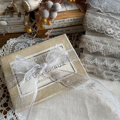 アンティークカラー୨୧細めレース 4種類 6m×4 合計24m レース Catalpa