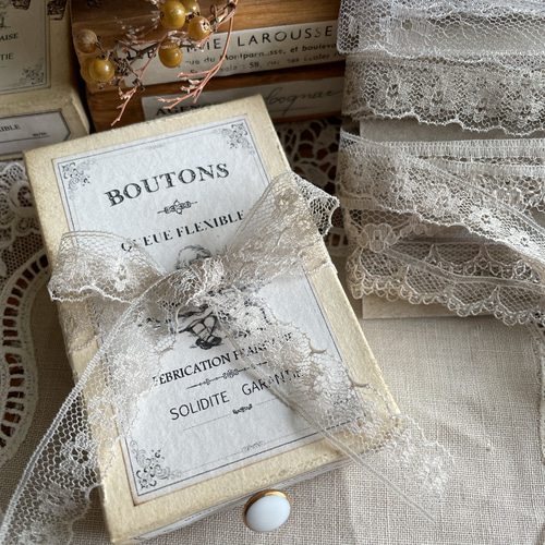 アンティークカラー୨୧細めレース 4種類 6m×4 合計24m レース Catalpa