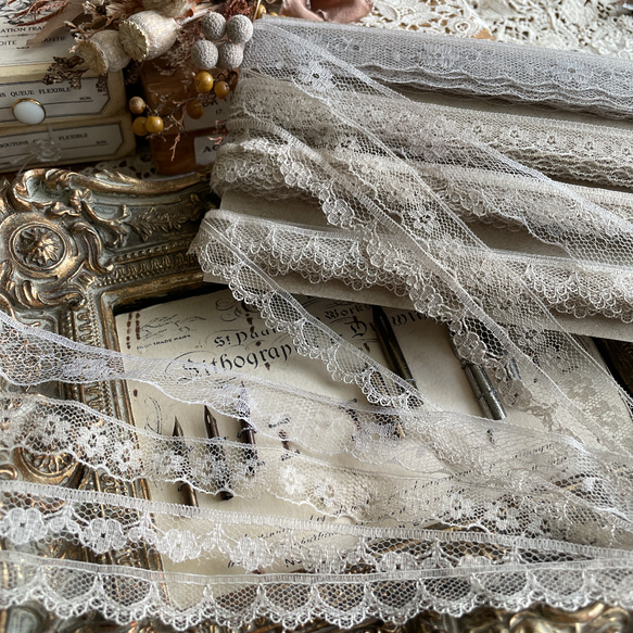 アンティークカラー୨୧細めレース 4種類 6m×4 合計24m レース Catalpa