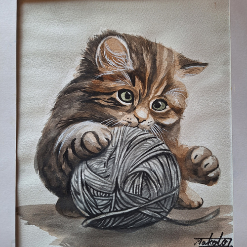 【希少】 絵画 子猫 水彩画 仔猫」／水彩画: インテリア・ライフスタイル | スイーツ