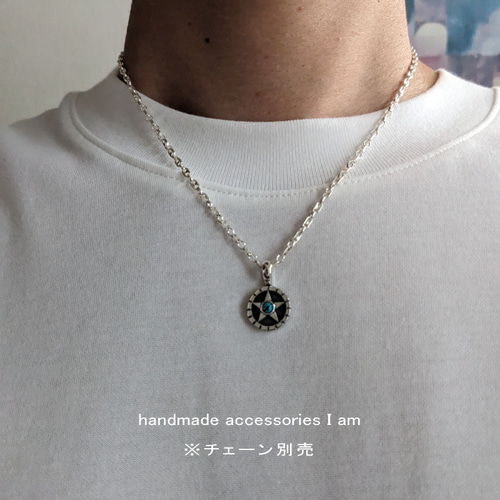 現品 ハンドメイド ターコイズ トルコ石 スターペンダント シルバー925 