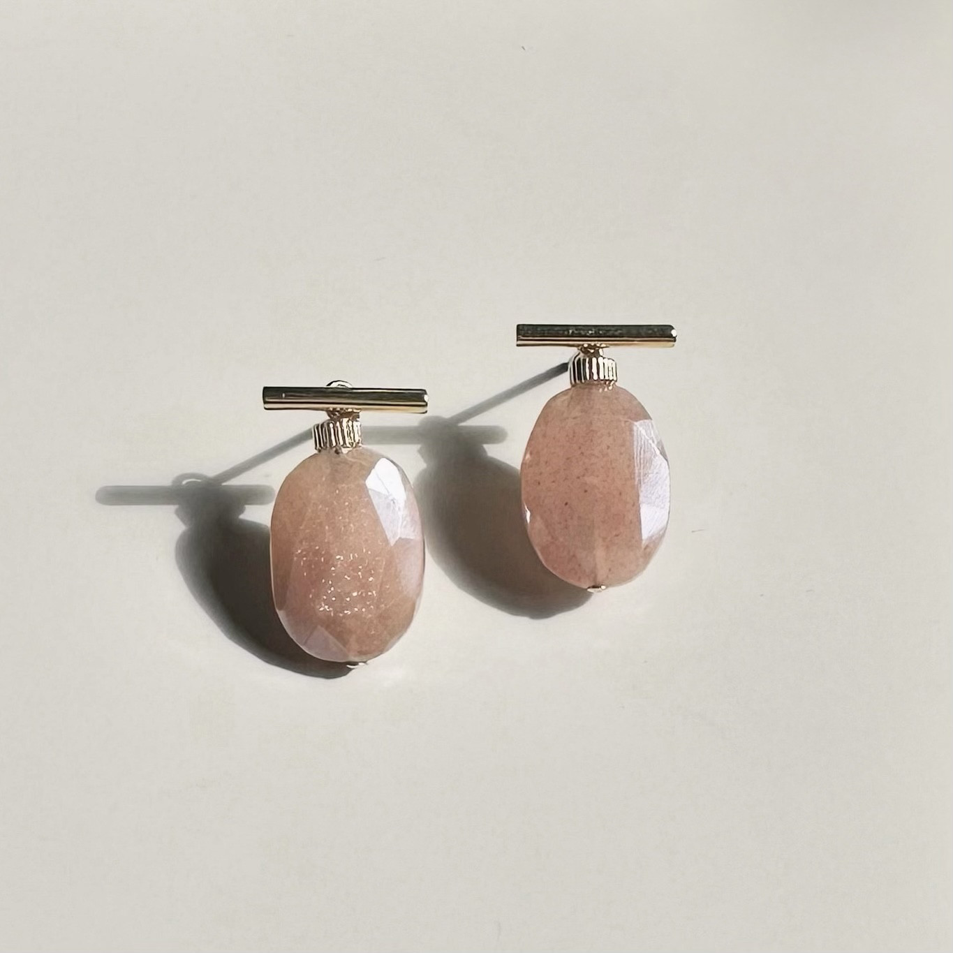 オレンジムーンストーン＋ステックピアス （14kgf・ステンレス ）2way