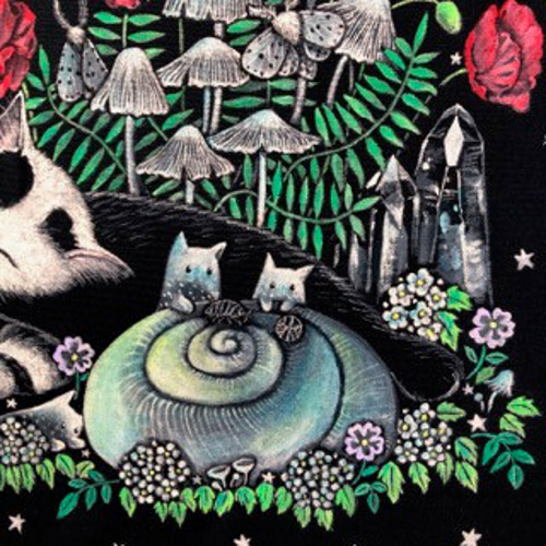 ねこつむり恋人達の休息」F8サイズ アート作品 原画 徳島洋子作品