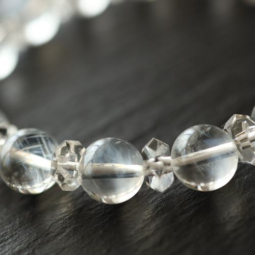 美品 ♡ メデルジュエリー 水晶 ブレスレット ☆スーパープレミアムブレス☆エンジェルフェザークォーツ：9ミリ