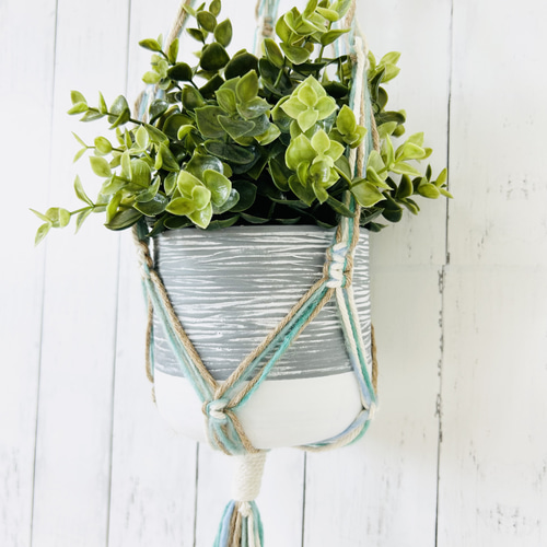 送料無料】マクラメプラントハンガー【NO.388】ハンドメイド・流木・海