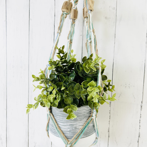 送料無料】マクラメプラントハンガー【NO.388】ハンドメイド・流木・海