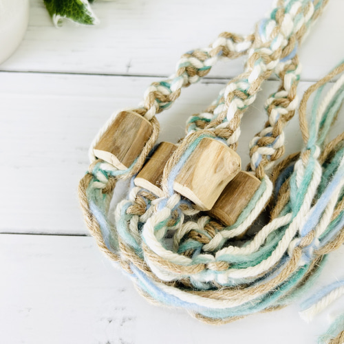 送料無料】マクラメプラントハンガー【NO.388】ハンドメイド・流木・海