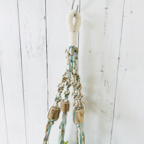 送料無料】マクラメプラントハンガー【NO.388】ハンドメイド・流木・海