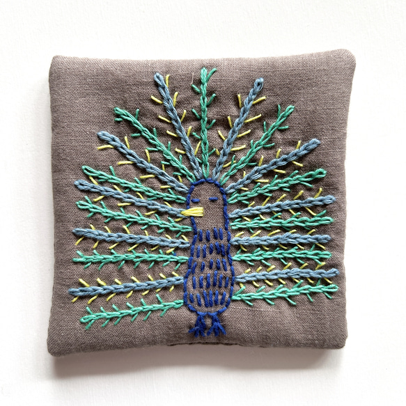 新作⭐︎鳥デザイン刺繍　コットンリネンコースター　1枚ずつ 6枚目の画像