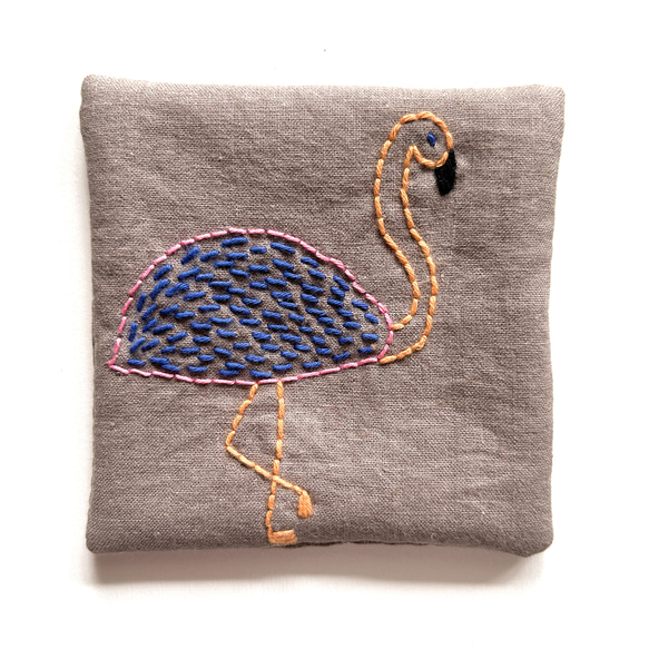 新作⭐︎鳥デザイン刺繍　コットンリネンコースター　1枚ずつ 8枚目の画像