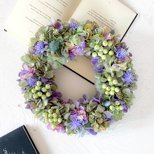 アジサイのリース アーティフィシャルフラワー 造花 造花リース