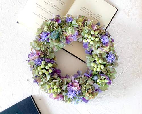 アジサイのリース アーティフィシャルフラワー 造花 造花リース