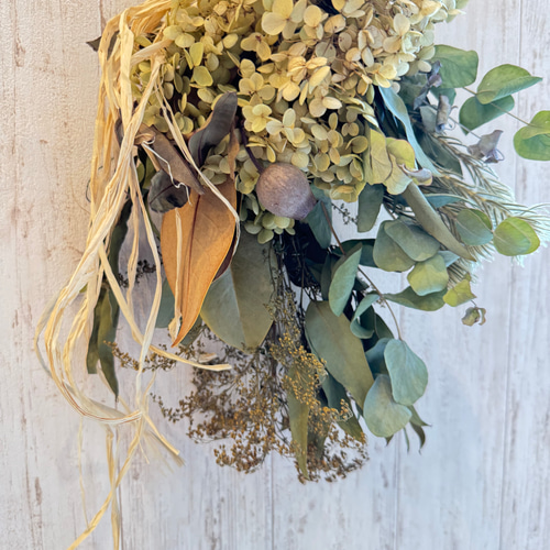 無農薬 アナベルスワッグ☆ドライフラワー 40cm スワッグ Acomade