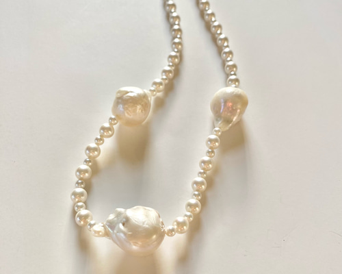 万博サンマリノ真珠ネックレス 　バロックパール ( 希少) バロックパール第二弾です。 実は、このバロックパールのリングは
