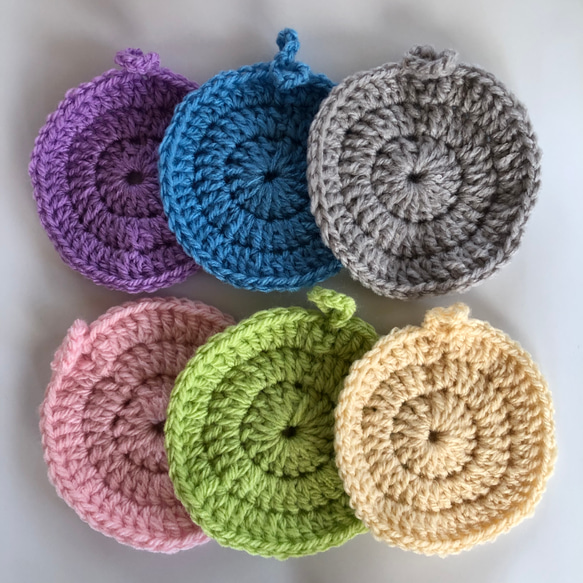 アクリルタワシ6枚 エコタワシ パステルカラー その他キッチン小物