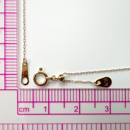 K18 ゴールド あずきチェーン ネックレス 45cm 長さ調整可能* 新品  