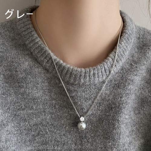 新作 パールとジルコニア スライド式 ネックレス ピアス イヤリング