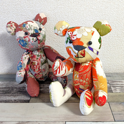 着物リメイク テディベア2 ぬいぐるみ オトーフクリエイト 通販