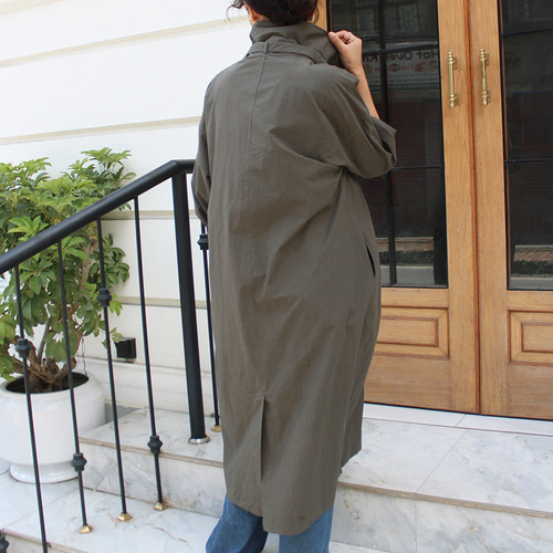 ◉バサっと気軽に羽織れるコート◉ 2wayカラーコート ダークカーキ