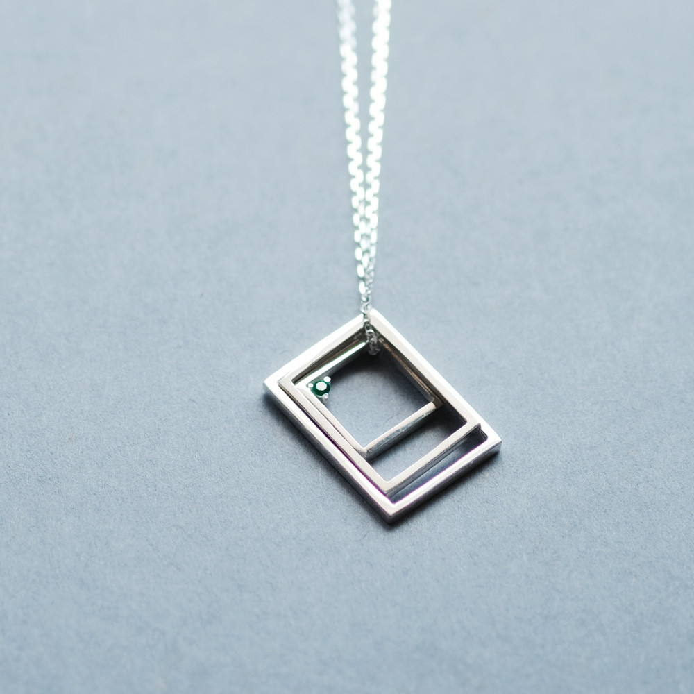 エメラルド スクエア セット ネックレス シルバー925 メンズ ユニセックス 10,764円