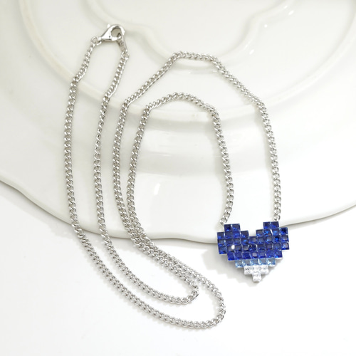 ドット風ハートネックレス 男女兼用 即発送可 20240820-004 ネックレス  