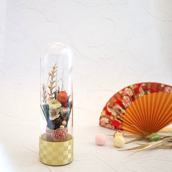 Neo-Kadomatsu】ガラスドームフラワーNo.33 お正月 お正月飾り 門松