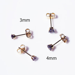 3毫米合成亞歷山大石耳環，醫用不銹鋼材質 ~霓虹四面體 第5張的照片