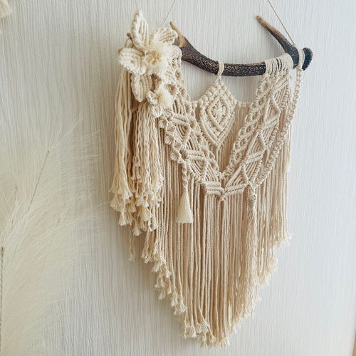 マクラメタペストリー 鹿の角 NO.7 マクラメタペストリー♡鹿の角 タペストリー・壁掛け mii 通販