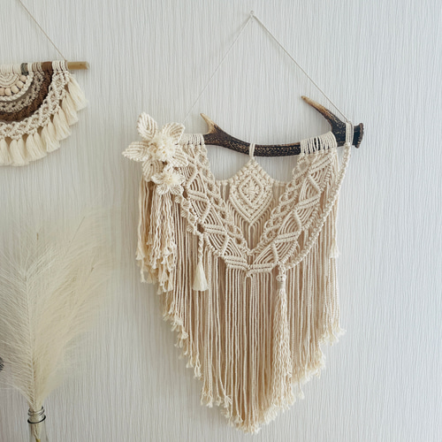 マクラメタペストリー♡鹿の角 タペストリー・壁掛け mii 通販