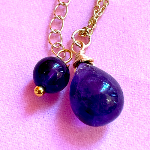 14kgf◇シンプルで超可愛い一粒ネックレスシリーズ】③アメジスト  