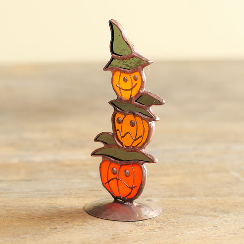 ハロウィン かぼちゃお化けの三兄弟 ステンドグラス 立体・オブジェ