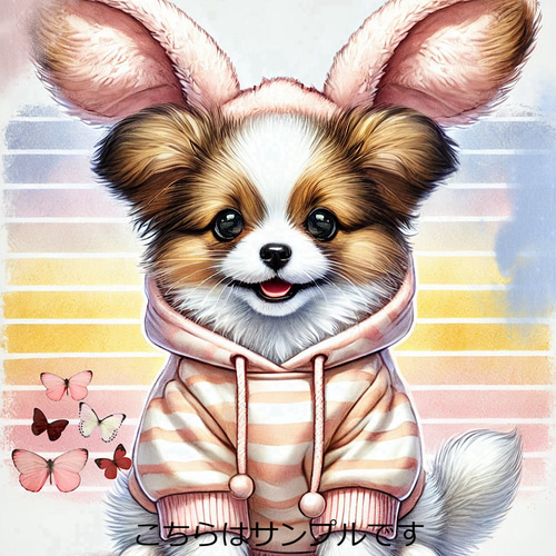 オリジナル 生地 ブロックデザイン パネル生地 犬 犬柄 パピヨン