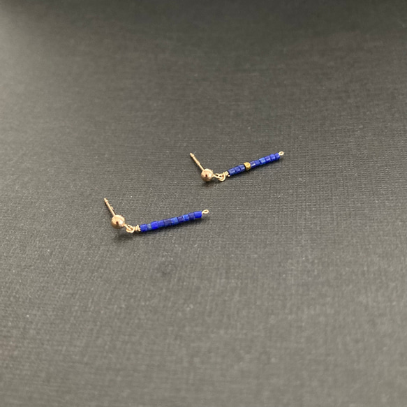 10Kラピスラズリネックレス、ピアスセット 10k ラピスラズリの糸のピアス ピアス（スタッド・一粒