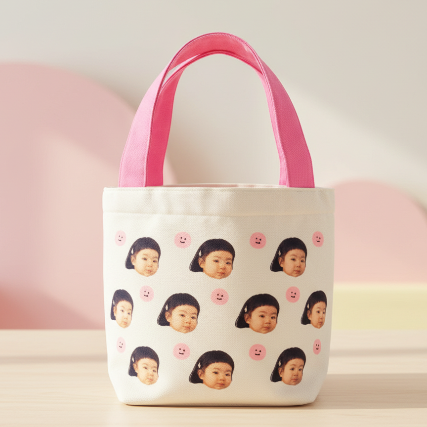 【オーダーメイド】赤ちゃんの写真をカスタマイズしたトートバッグ おでかけ必备 可愛らしい日常使い手提げ