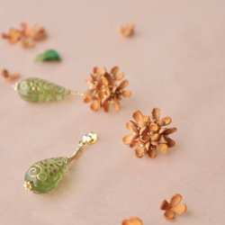 金木犀(キンモクセイ)と雫*秋の2way革花スタッドピアス･イヤリング/オレンジ/9月10月の花/2024 9枚目の画像