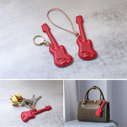 【純手工製作，真皮材質】3D吉他造型掛件鑰匙扣，是音樂愛好者的完美之選！ 第14張的照片