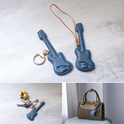 【純手工製作，真皮材質】3D吉他造型掛件鑰匙扣，是音樂愛好者的完美之選！ 第17張的照片