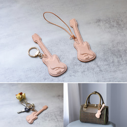 【純手工製作，真皮材質】3D吉他造型掛件鑰匙扣，是音樂愛好者的完美之選！ 第18張的照片