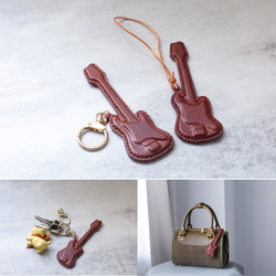 【純手工製作，真皮材質】3D吉他造型掛件鑰匙扣，是音樂愛好者的完美之選！ 第15張的照片