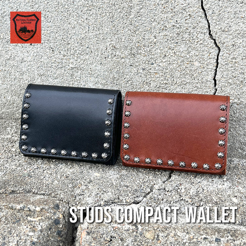 栃木レザー スタッズウォレット コンパクト財布 二つ折り財布