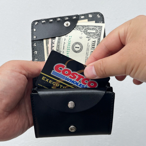 栃木レザー スタッズウォレット コンパクト財布 二つ折り財布