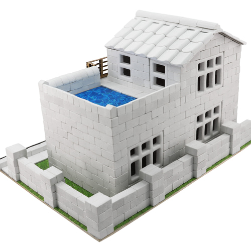 ミニチュアレンガで作る！二階建て住宅 3Dパズルキット - プール