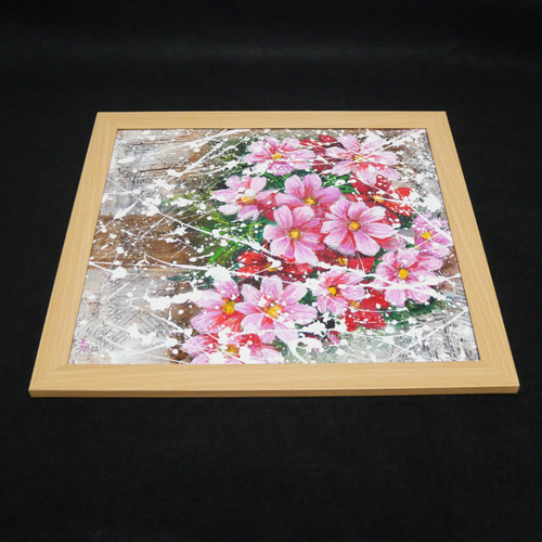 油絵 油彩 油彩画 絵 絵画【秋桜】 絵画 HR 通販 18152538｜Creema