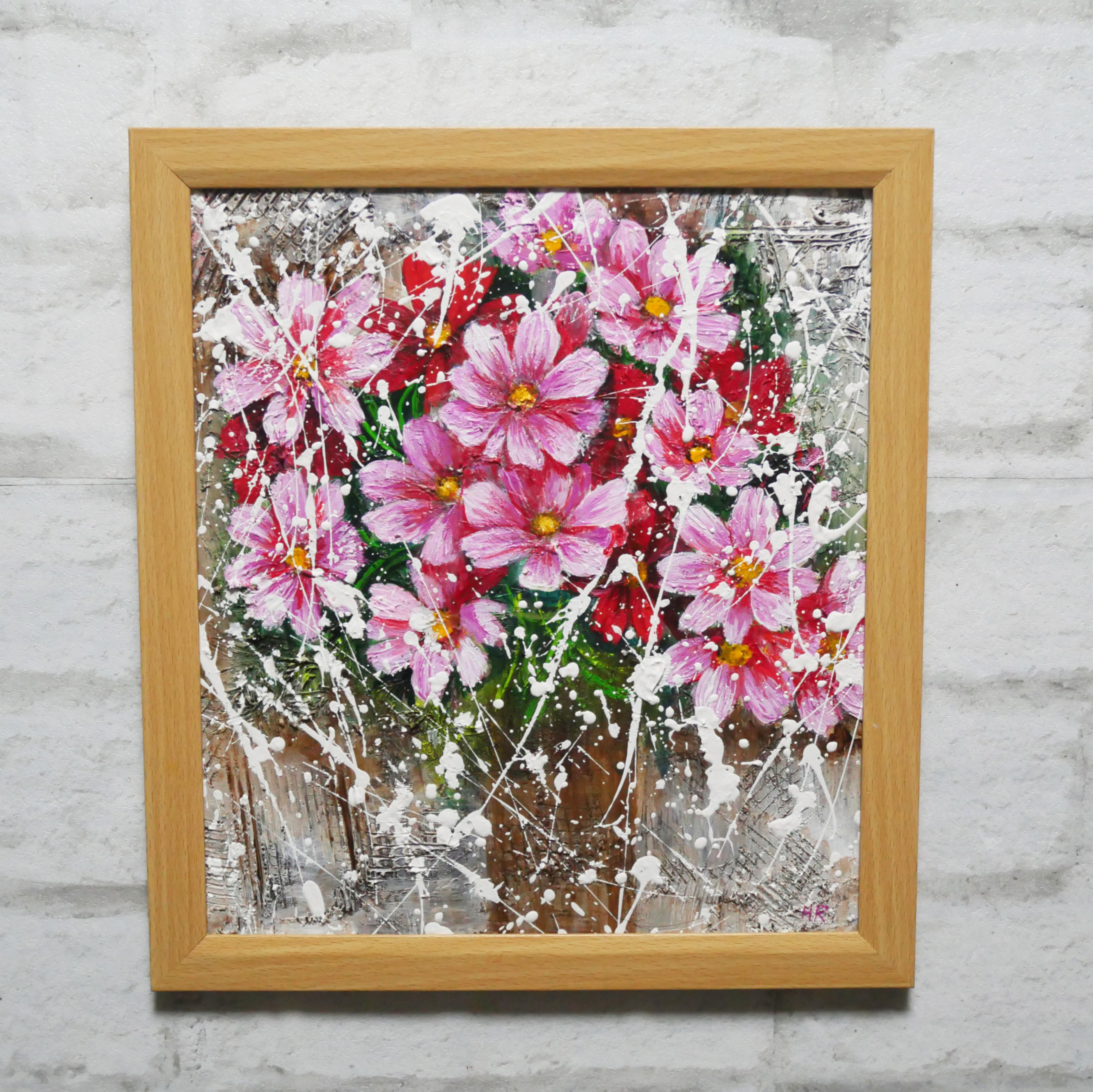 山本達幸「秋桜」油彩