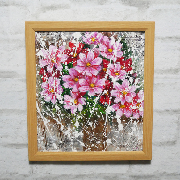 油絵 油彩 油彩画 絵 絵画【秋桜】 絵画 HR 通販 18152538