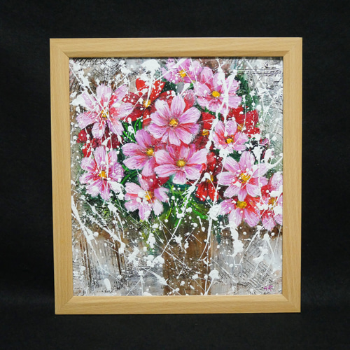 油絵 油彩 油彩画 絵 絵画【秋桜】 油絵 油彩 油彩画 絵 絵画【秋桜】 絵画 HR 通販 18152538