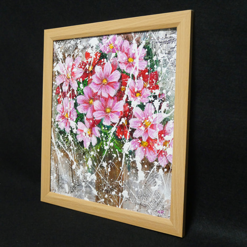 油絵 油彩 油彩画 絵 絵画【秋桜】 c03f7f7863e8c343b290894cca1fdd