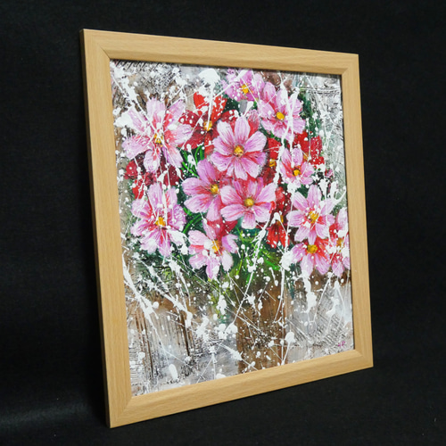 油絵 油彩 油彩画 絵 絵画【秋桜】 絵画 HR 通販 18152538｜Creema